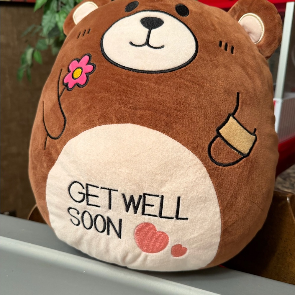 Squishmallows Brown Bear with Pink Flower